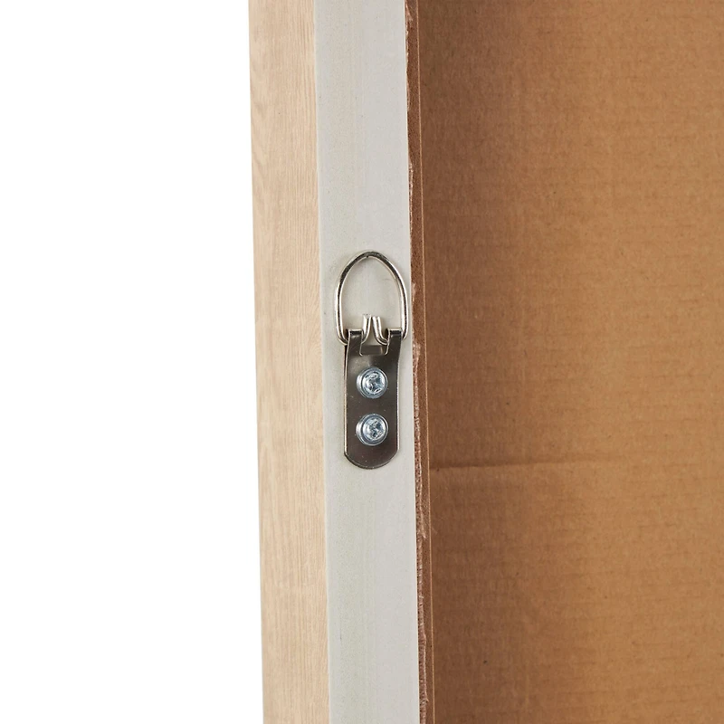 Brown Wooden Geometric Textured Home Wall Décor with Abstract Black and White Shapes and Fabric Backing