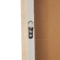 Brown Wooden Geometric Textured Home Wall Décor with Abstract Black and White Shapes and Fabric Backing