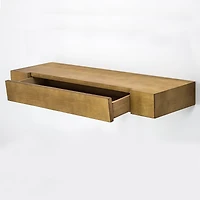 36" Brown Floating Wall Shelf with Drawer