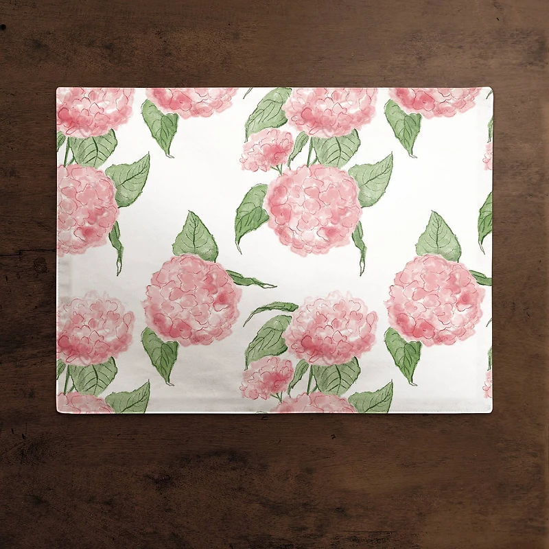 Pink Hydrangea Pattern 18" x 14" Cotton Twill Placemat