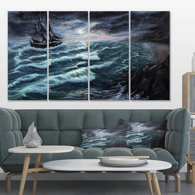 Designart - Pirate Ship Under Stormy Cloud