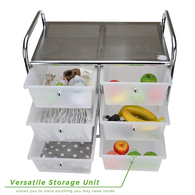 Mind Reader White 6 Drawer Rolling Utility Cart