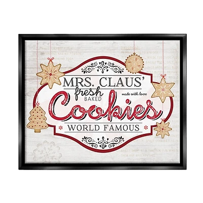 Stupell Industries Vintage Mrs. Claus Cookies Sign Framed Floater Canvas Wall Art
