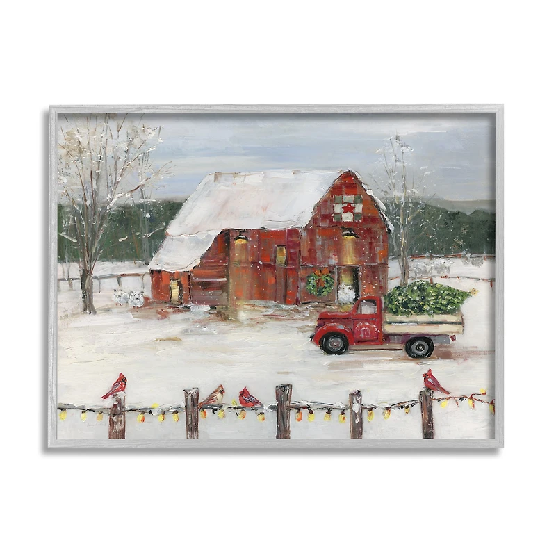 Stupell Industries Snowy Holiday Tree Farm Landscape Framed Giclee Art