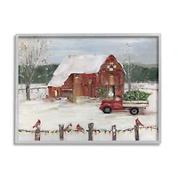Stupell Industries Snowy Holiday Tree Farm Landscape Framed Giclee Art