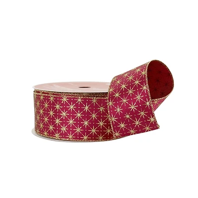 2.5" x 80ft. Burgundy & Gold Stars Wired Jumbo Ribbon by Celebrate It®