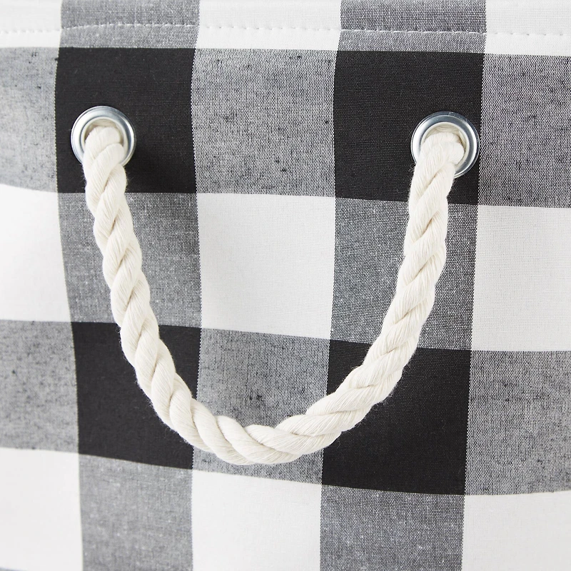 DII® Large Round White/Black Buffalo Check Polyester Bin