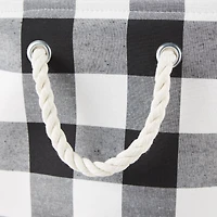 DII® Large Round White/Black Buffalo Check Polyester Bin