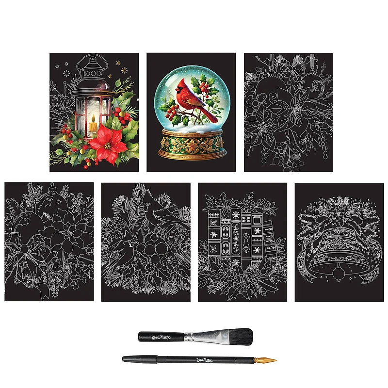 Brea Reese™ 6" x 8" Red & Gold Christmas Scratch Art Paper Pad