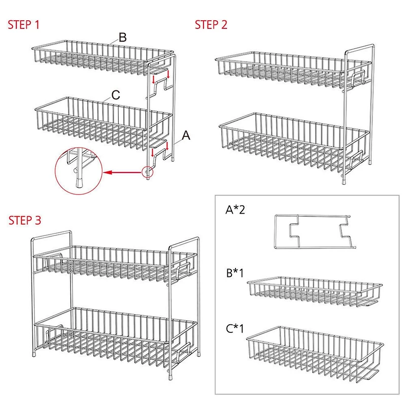 NEX™ 2-Tier Black Kitchen Countertop Spice Rack Organizer