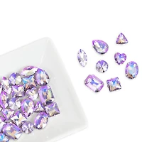 CousinDIY Silver Mocha Light Amethyst AB Glass Sew-On Rhinestones, 38ct.