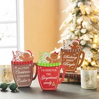 Glitzhome® 8" Christmas Gingerbread Man Mug Tabletop Décor Set