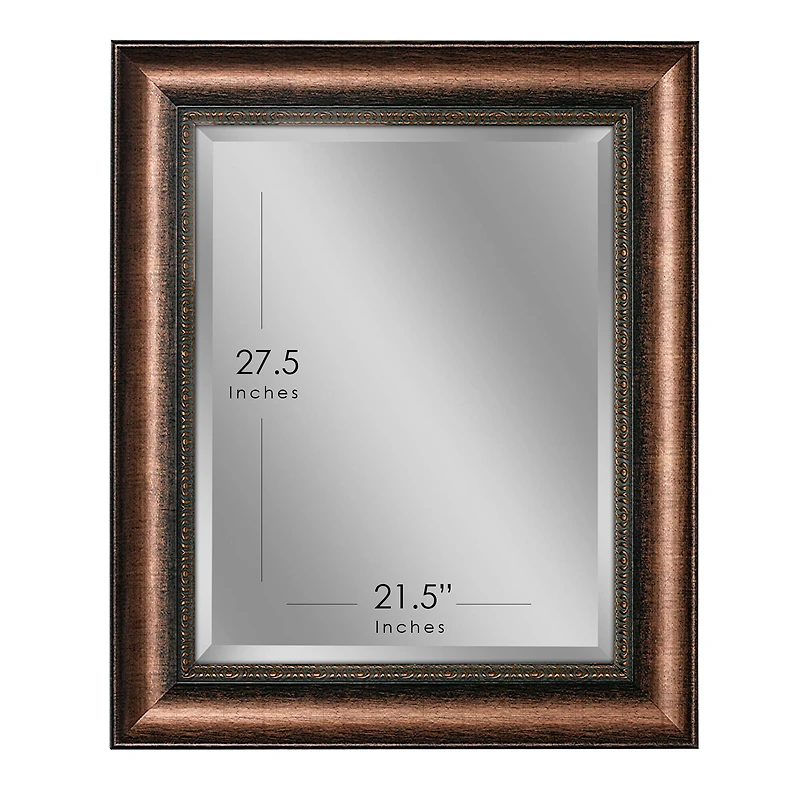 Head West Copper Distressed 30.5" x 36.5" Framed Beveled Accent Vanity Mirror