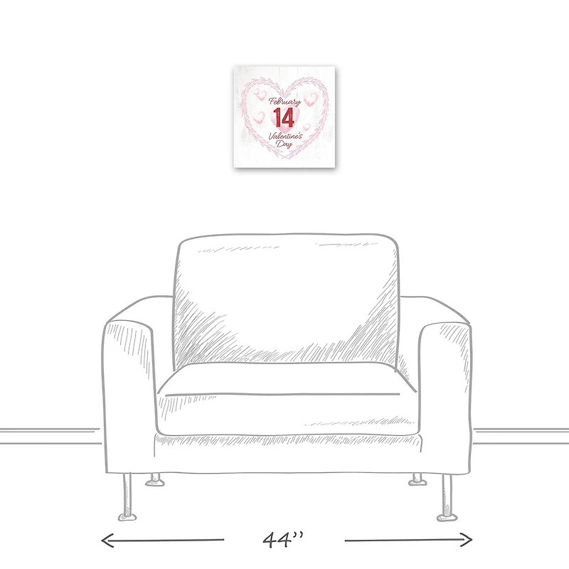 Valentines Day Calendar Wreath Canvas Wall Art