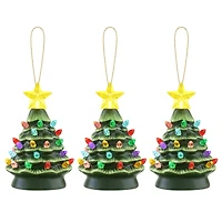 5" LED Green Nostalgic Trees Figurine Set