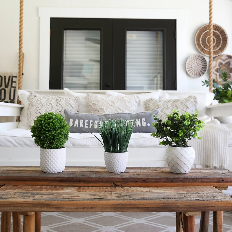 11" Artificial Boxwood Plant with Decorative Planter