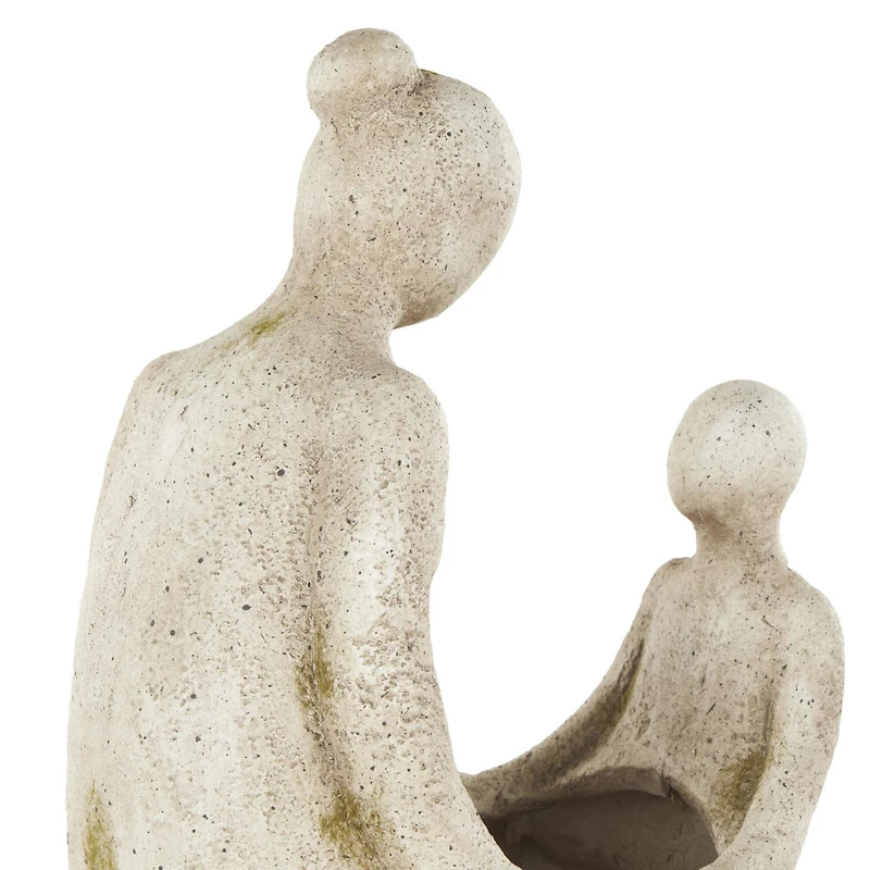 17.5" Cream Mother & Child Sitting Planter