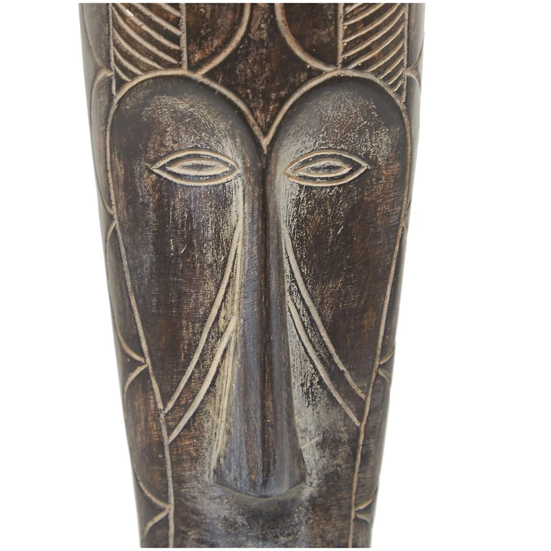 24" Brown Primitive African Mask Sculpture