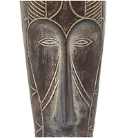 24" Brown Primitive African Mask Sculpture