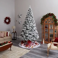 9ft. Pre-Lit Flocked West Virginia Fir Artificial Christmas Tree, Clear LED Lights