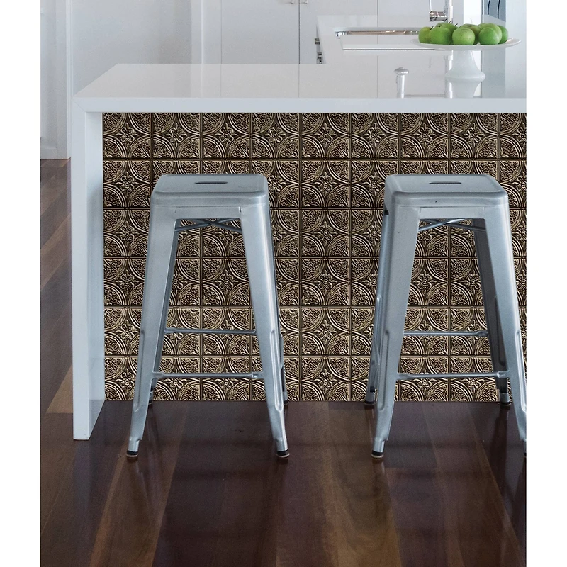 InHome Camden Antique Bronze Tin Peel & Stick Backsplash Tiles