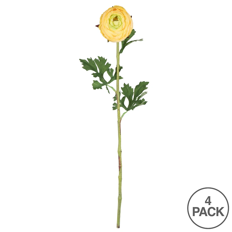 Yellow Ranunculus Artificial Stem, 4ct.