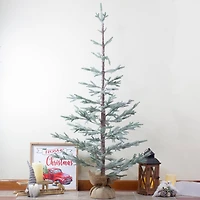5ft. Unlit Frosted Pine Slim Artificial Christmas Tree in Burlap Base