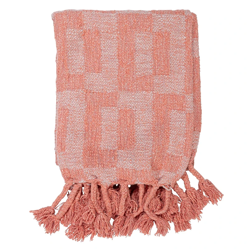 Hello Honey® Pink Geometric Throw Blanket with Braided Fringe