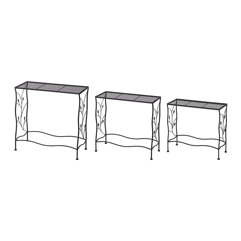 Glitzhome® Black Rectangular Nesting Metal Planter Set