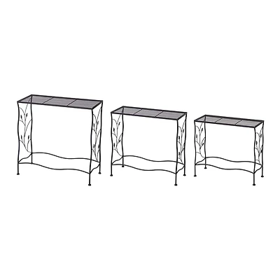 Glitzhome® Black Rectangular Nesting Metal Planter Set