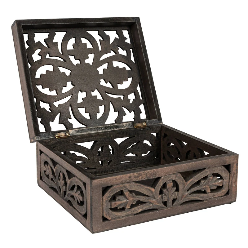 Hello Honey® Espresso Carved Reclaimed & Mango Wood Nesting Boxes Set