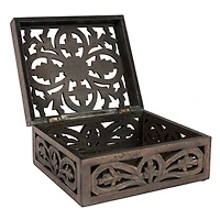 Hello Honey® Espresso Carved Reclaimed & Mango Wood Nesting Boxes Set