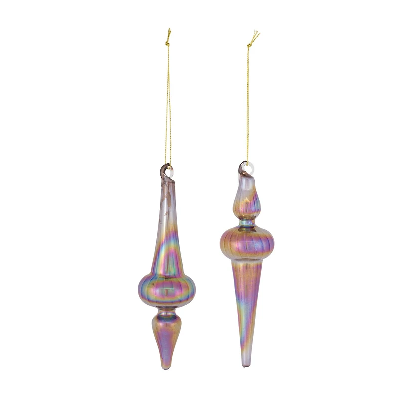 12ct. 6" Iridescent Glass Finial Drop Ornaments
