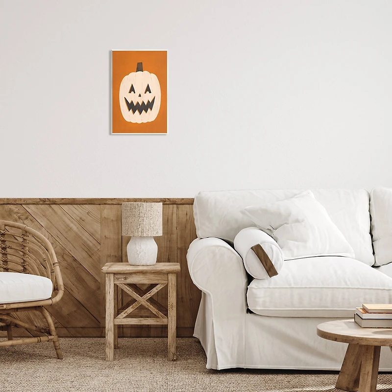 Stupell Industries Happy Jack-o-Lantern Halloween Pumpkin Wall Plaque Art