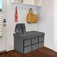 Sorbus 30" Gray Folding Bench with Drawers & Lid