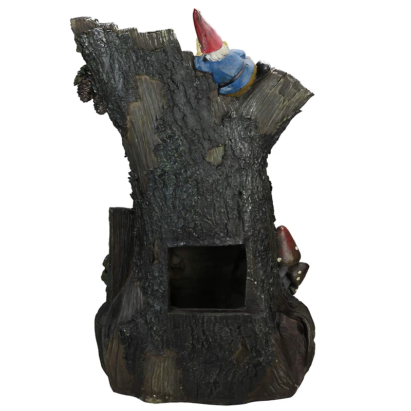 28" Three-Tier Gnome Home Tree Stump Outdoor Patio Garden Water Fountain