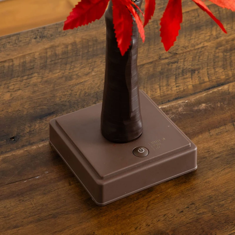 2ft. Pre-Lit Red Autumn Maple Artificial Fall Tree with 50 Warm White LED Lights and Detachable Base
