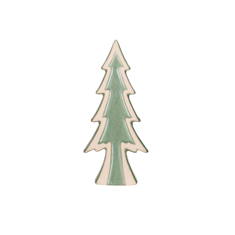 Hello Honey® 8.25" Unglazed & Green Reactive Glaze Stoneware Tree Décor Accent