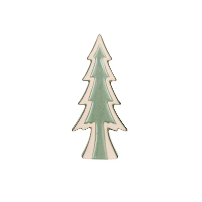 Hello Honey® 8.25" Unglazed & Green Reactive Glaze Stoneware Tree Décor Accent