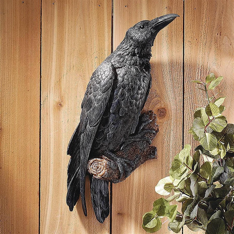 Design Toscano 18" The Raven's Perch Wall Sculpture Set