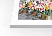 Flower Market Scene White Framed Print