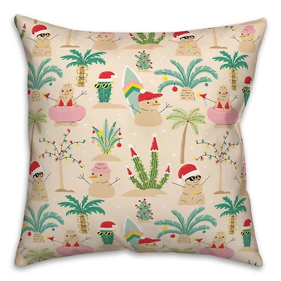 Sand Snowmen Throw Pillow