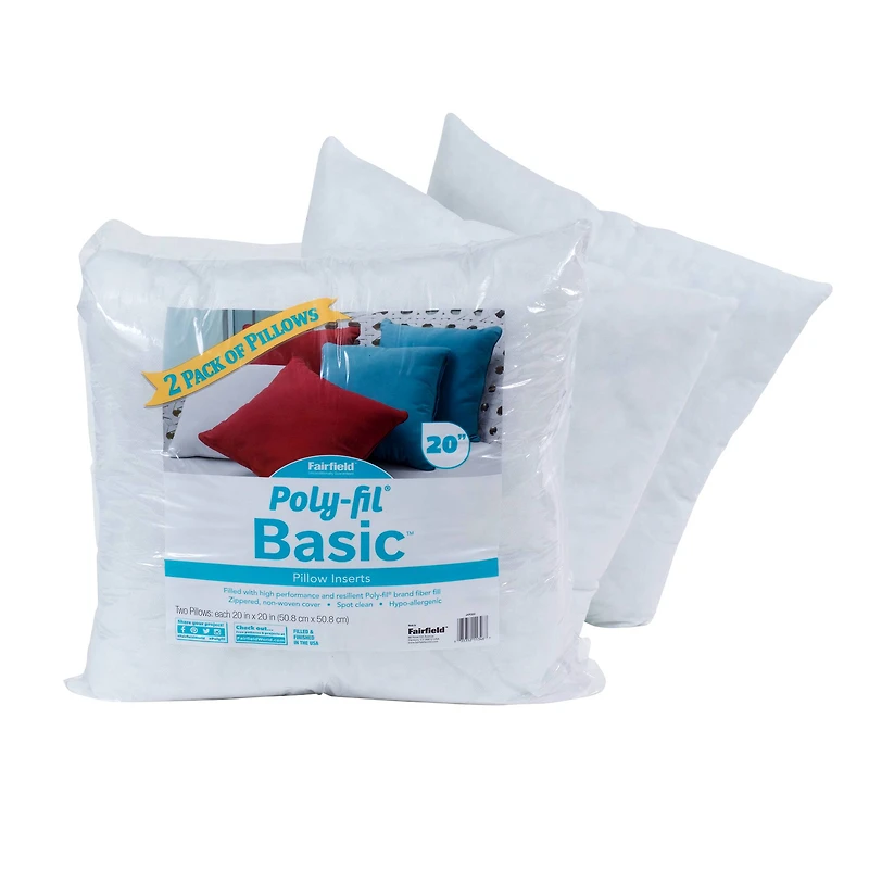 Poly-Fil® 20" x 20" Basic Pillow Inserts, 2ct.