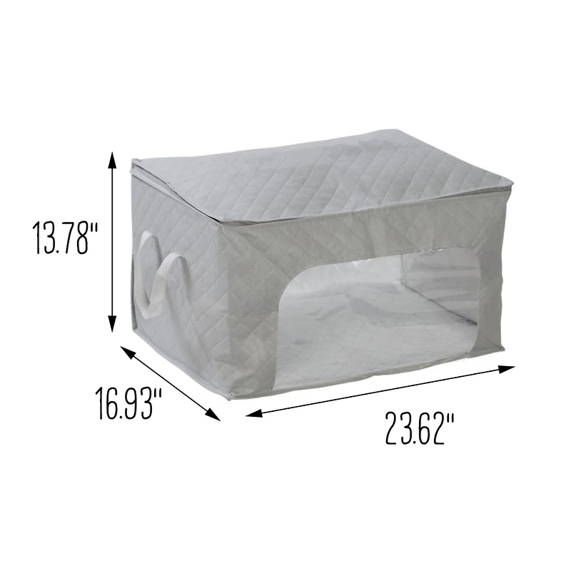 Honey Can Do Gray Clothes Storage Bags with Handles and Clear-View Windows, 3ct.