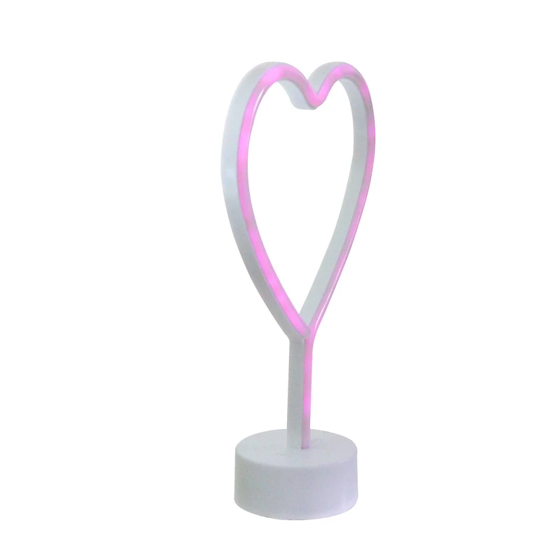 11.5" Pink Heart LED Neon Style Valentine's Day Table Sign