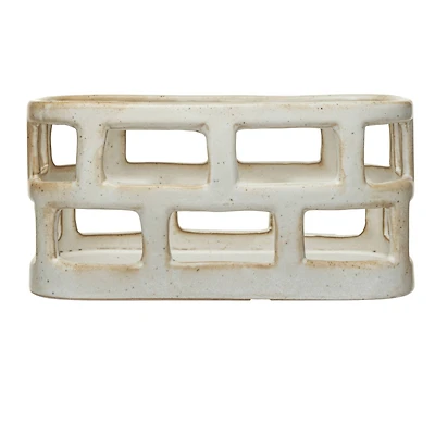 Hello Honey® Distressed Matte White Stoneware Food Storage Basket