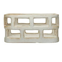 Hello Honey® Distressed Matte White Stoneware Food Storage Basket