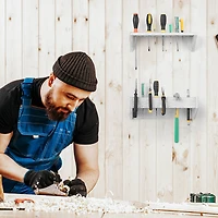 NEX™ Gray White Solid Wood Tool Storage Box Organizer Set