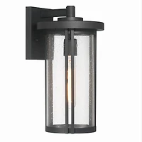 Hello Honey® Maude Matte Black Modern Cylindrical Metal & Glass Wall Mounted Outdoor Wall Light