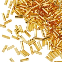 12 Pack: John Bead Topaz Silver Lined Czech Glass Bugle Beads, 6.5mm